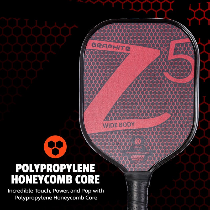 ONIX Graphite Z5 Pickleball Paddle (Graphite Carbon Fiber Face with Rough Texture Surface, Cushion Comfort Grip and Nomex Honeycomb Core for Touch, Control, and Power), Red - Image 2